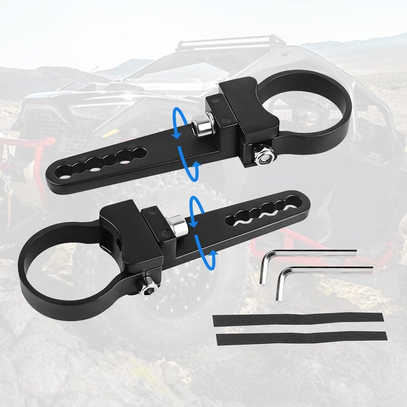 GLOBLED LED Light Bar Roll Cage Mount 360° Degree Rotation Tube Roll Cage Bracket 1.75 Inch Round Tube Mount Brackets for LED Light Bar Compatible with Polaris,Kawasaki,Arctic Cat,Yamaha - 2PCS,Black - Image 1
